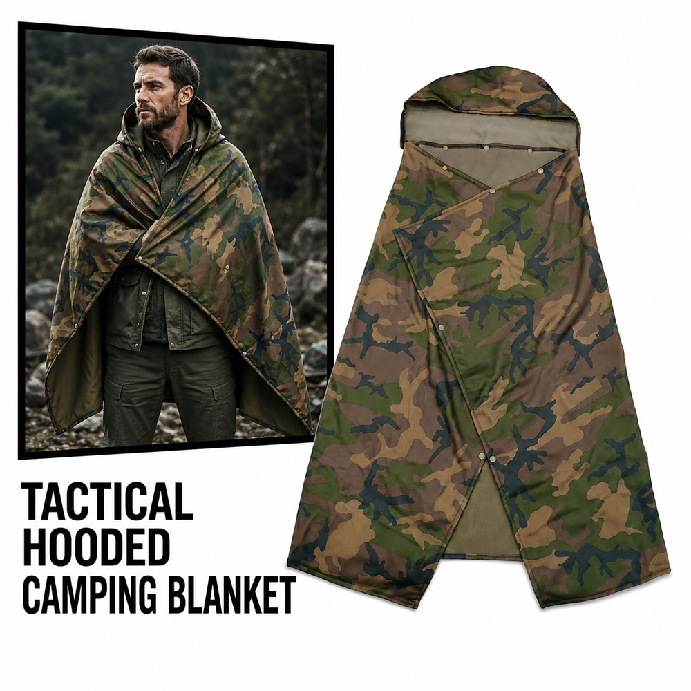 Outdoor Hunting Blanket - Couverture polaire tactique camouflage à capuche,