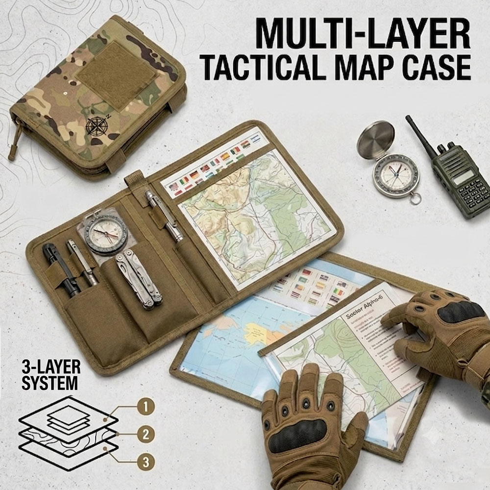 Outdoor Hunting Maps - Étui à cartes tactique pliable, résistant