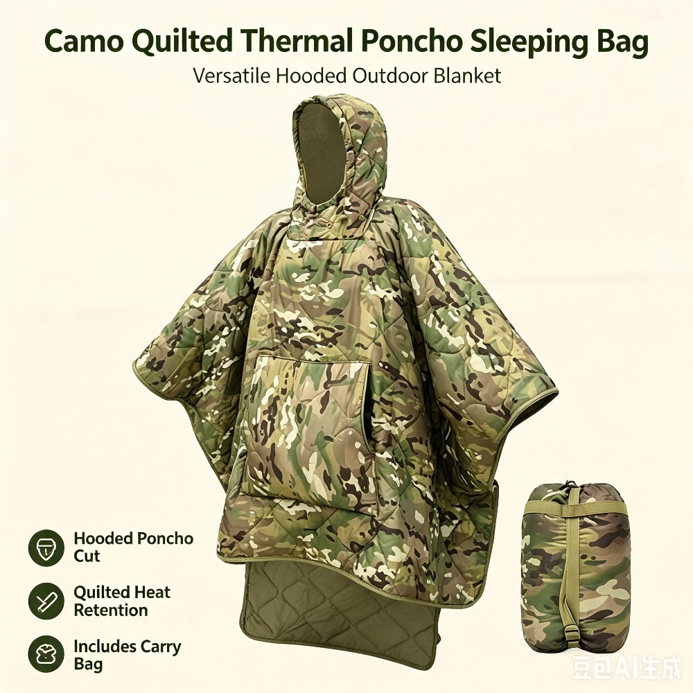 Outdoor Hunting Blanket - Couverture camouflage imperméable isolante, poncho chaud