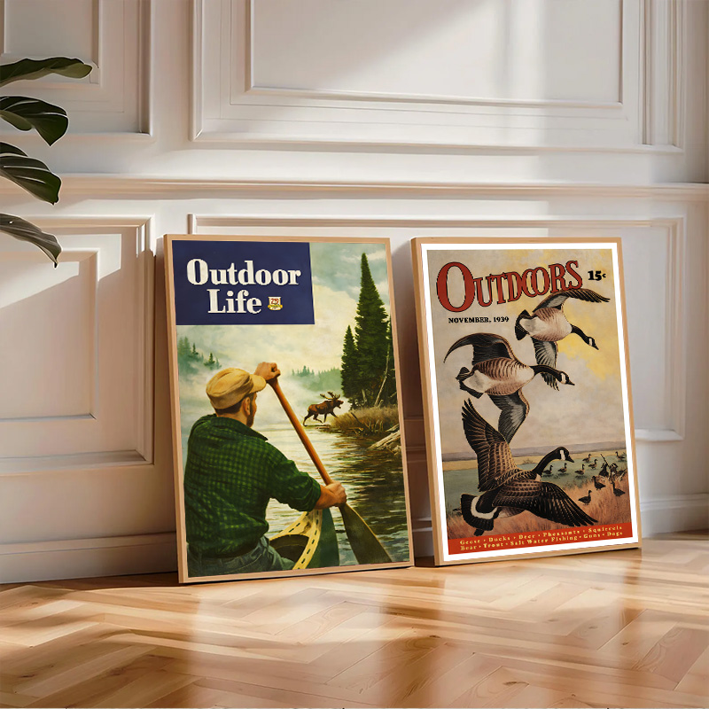 Outdoor Hunting And Fishing Magazines - Affiche vintage de magazine américain sur